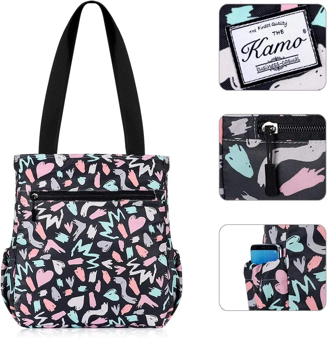 KAMO Floral Tote Bag - Waterproof Lightweight Handbags Travel Shoulder Bag for Hiking Yoga Gym Swimming Travel Beach