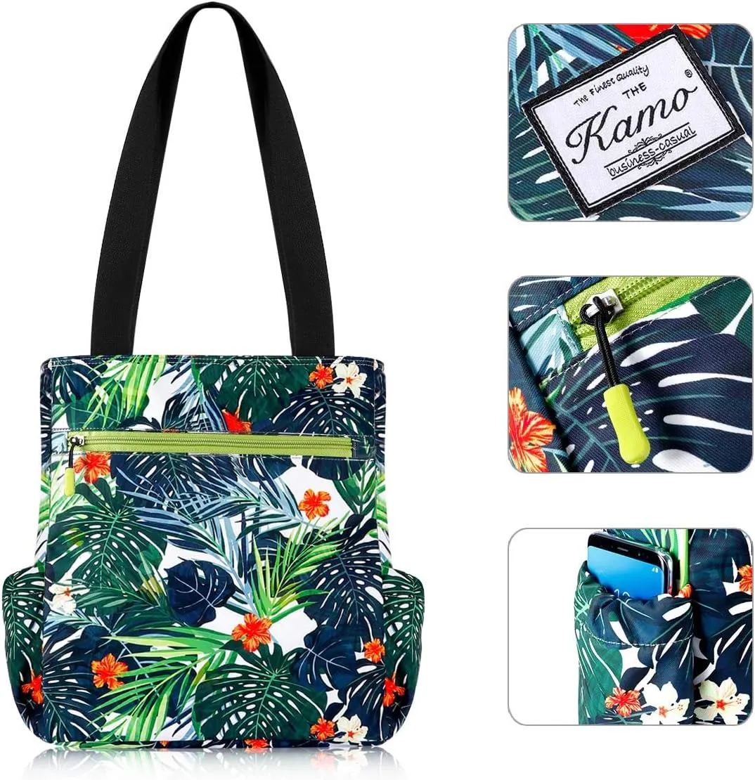 KAMO Floral Tote Bag - Waterproof Lightweight Handbags Travel Shoulder Bag for Hiking Yoga Gym Swimming Travel Beach