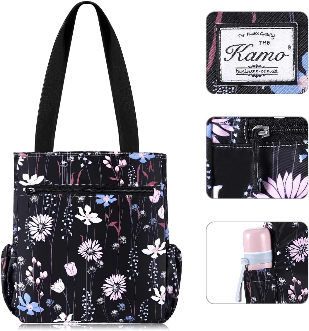 KAMO Floral Tote Bag - Waterproof Lightweight Handbags Travel Shoulder Bag for Hiking Yoga Gym Swimming Travel Beach