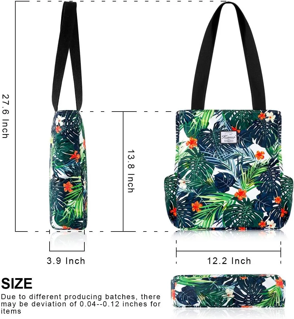 KAMO Floral Tote Bag - Waterproof Lightweight Handbags Travel Shoulder Bag for Hiking Yoga Gym Swimming Travel Beach