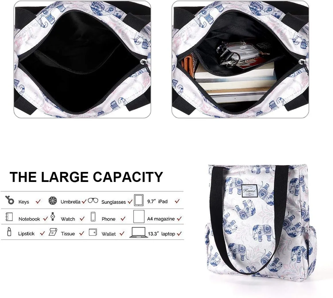KAMO Floral Tote Bag - Waterproof Lightweight Handbags Travel Shoulder Bag for Hiking Yoga Gym Swimming Travel Beach