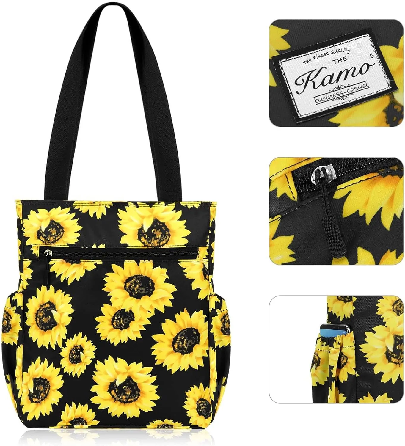 KAMO Floral Tote Bag - Waterproof Lightweight Handbags Travel Shoulder Bag for Hiking Yoga Gym Swimming Travel Beach