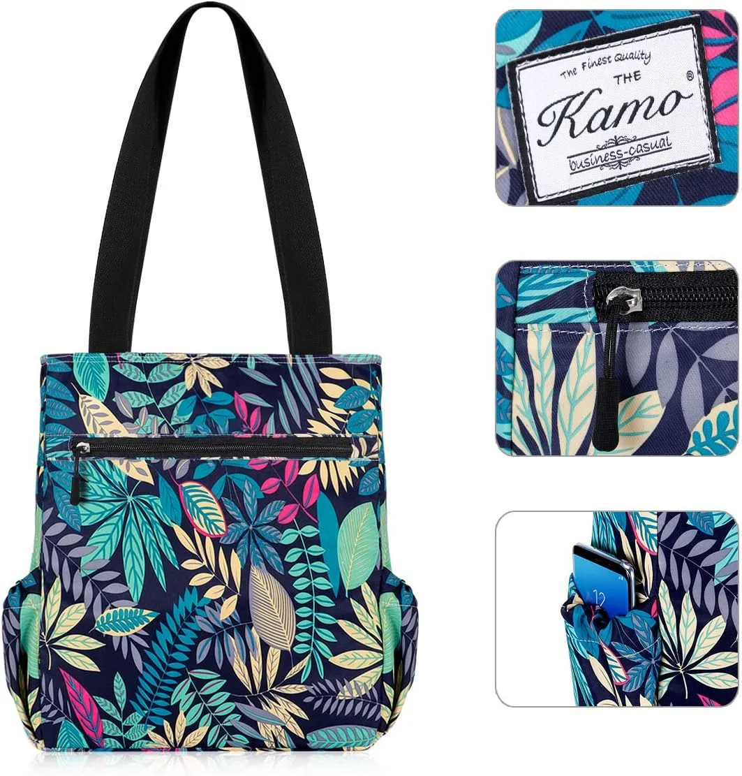 KAMO Floral Tote Bag - Waterproof Lightweight Handbags Travel Shoulder Bag for Hiking Yoga Gym Swimming Travel Beach