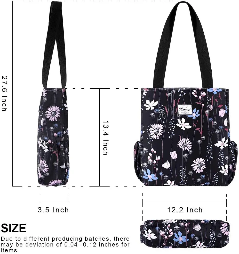 KAMO Floral Tote Bag - Waterproof Lightweight Handbags Travel Shoulder Bag for Hiking Yoga Gym Swimming Travel Beach