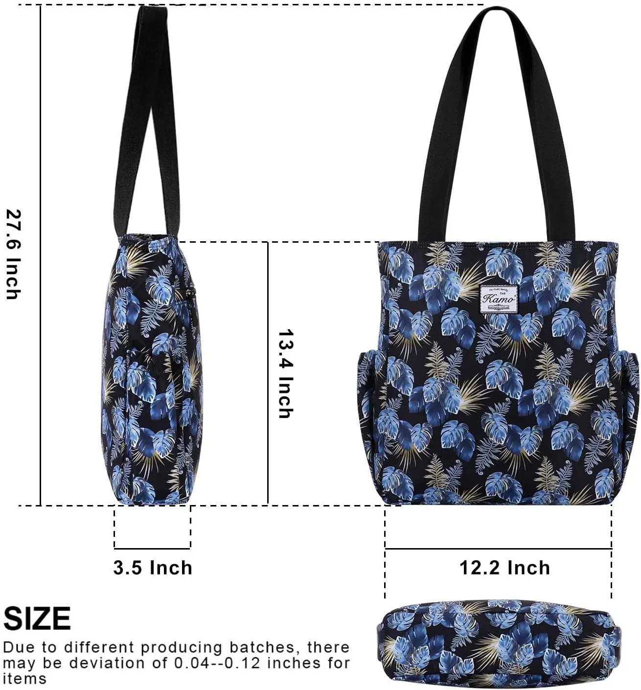 KAMO Floral Tote Bag - Waterproof Lightweight Handbags Travel Shoulder Bag for Hiking Yoga Gym Swimming Travel Beach