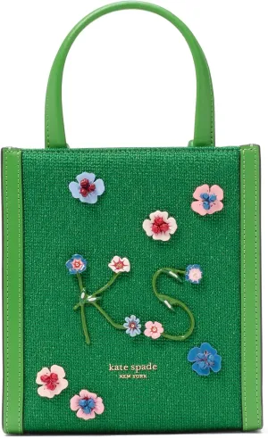 kate spade new york Manhattan Floral Applique Chenille mini Tote, Watercress Multi