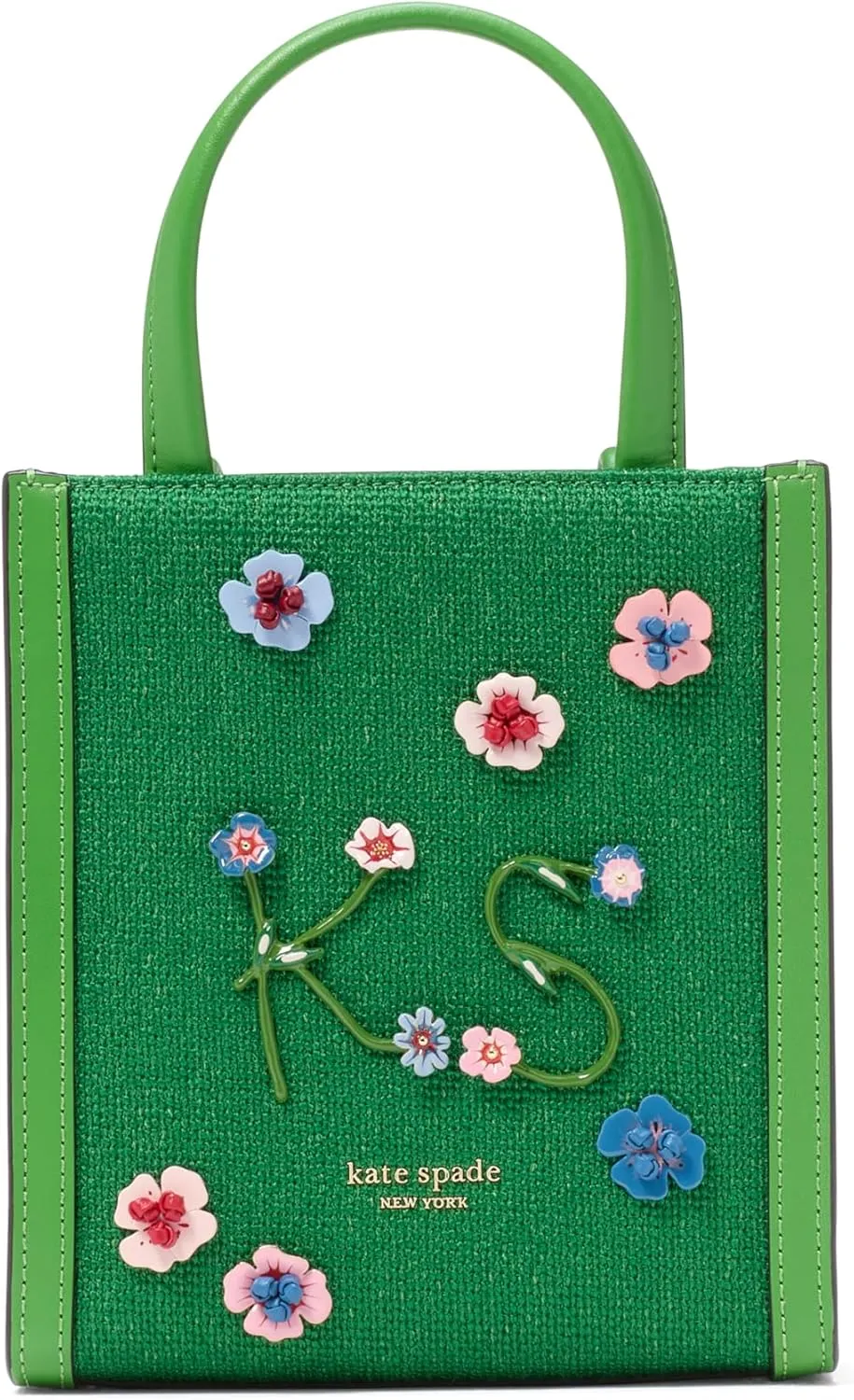 kate spade new york Manhattan Floral Applique Chenille mini Tote, Watercress Multi