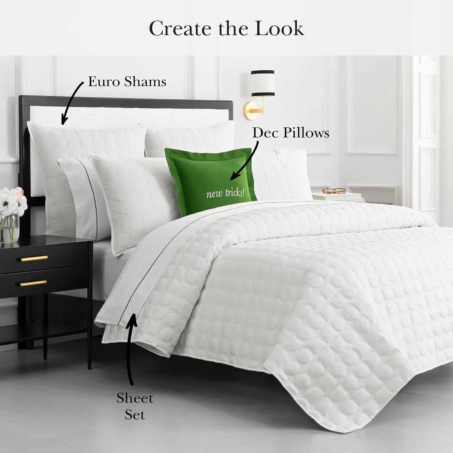 kate spade new york Noel Full/Queen Quilt Bedding Set, 200 Thread Count and 100% Cotton Cover, All Season 3 Piece Reversible Bedding Set, Machine Washable, Marshmallow