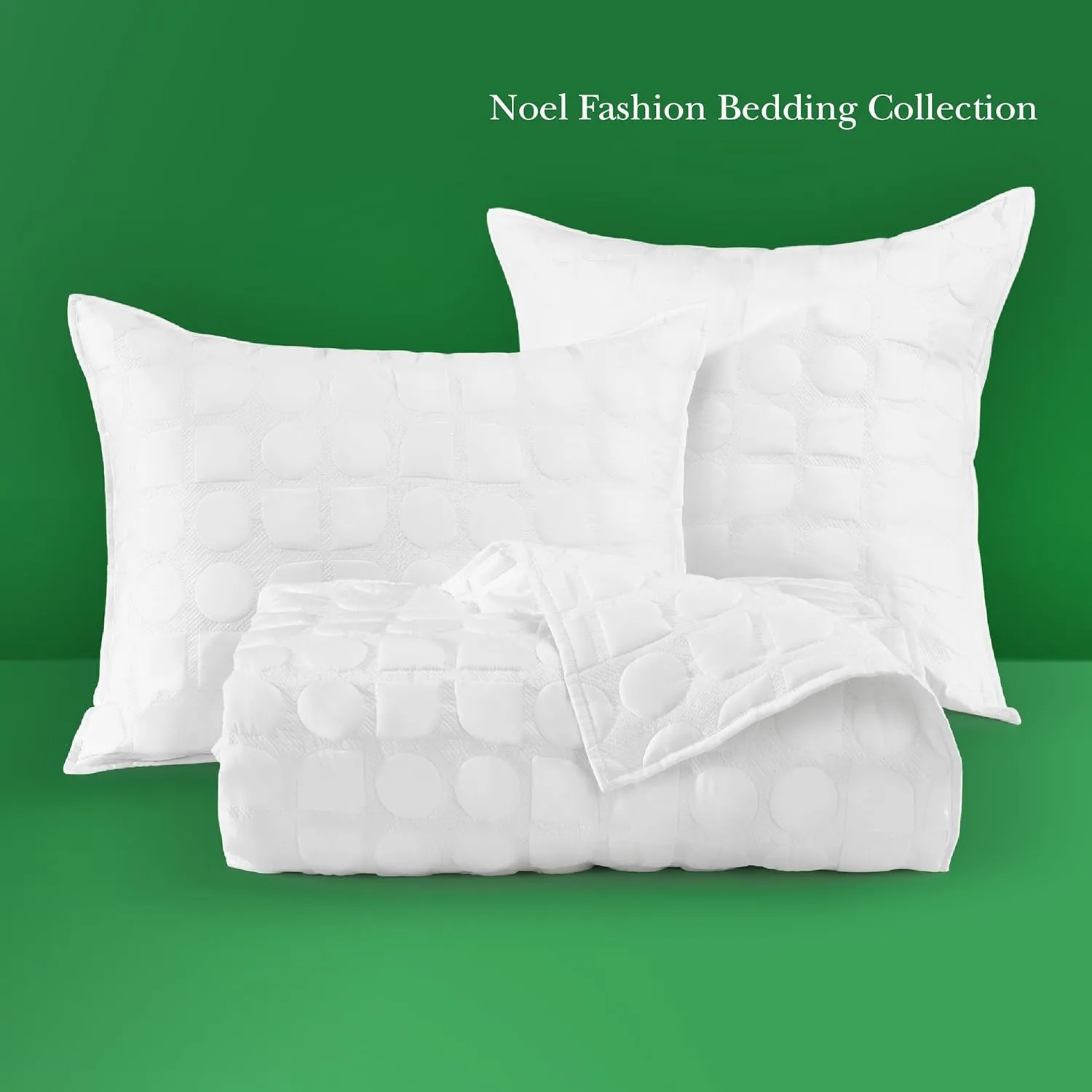 kate spade new york Noel Full/Queen Quilt Bedding Set, 200 Thread Count and 100% Cotton Cover, All Season 3 Piece Reversible Bedding Set, Machine Washable, Marshmallow