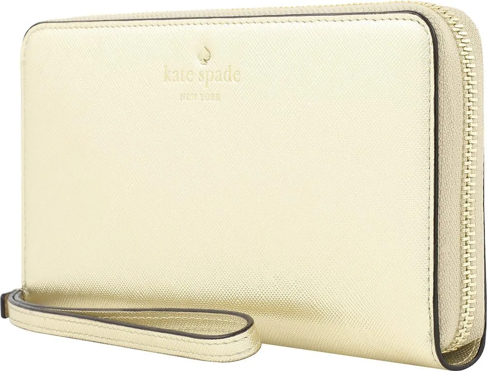Kate Spade New York Zip Wristlet (Fits Most Mobile Phones) - Saffiano Gold, KSIPH-018-SGLD