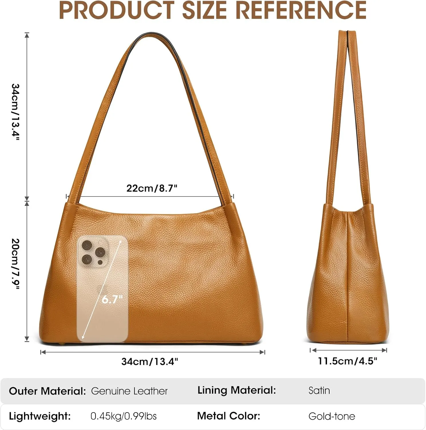 Kattee Leather Purses and Handbags for Women, Soft Genuine Leather Shoulder Hobo Bags with Top Magnetic Snap Closure
