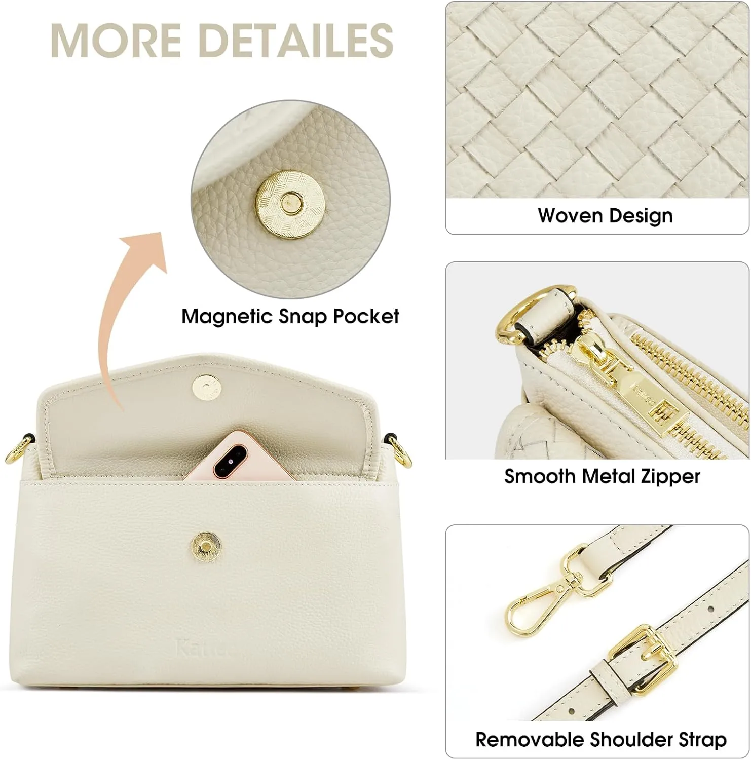 Kattee Small Leather Purses and Handbags for Women, Soft Crossbody Bags for Women, Shoulder Cross Body Bag
