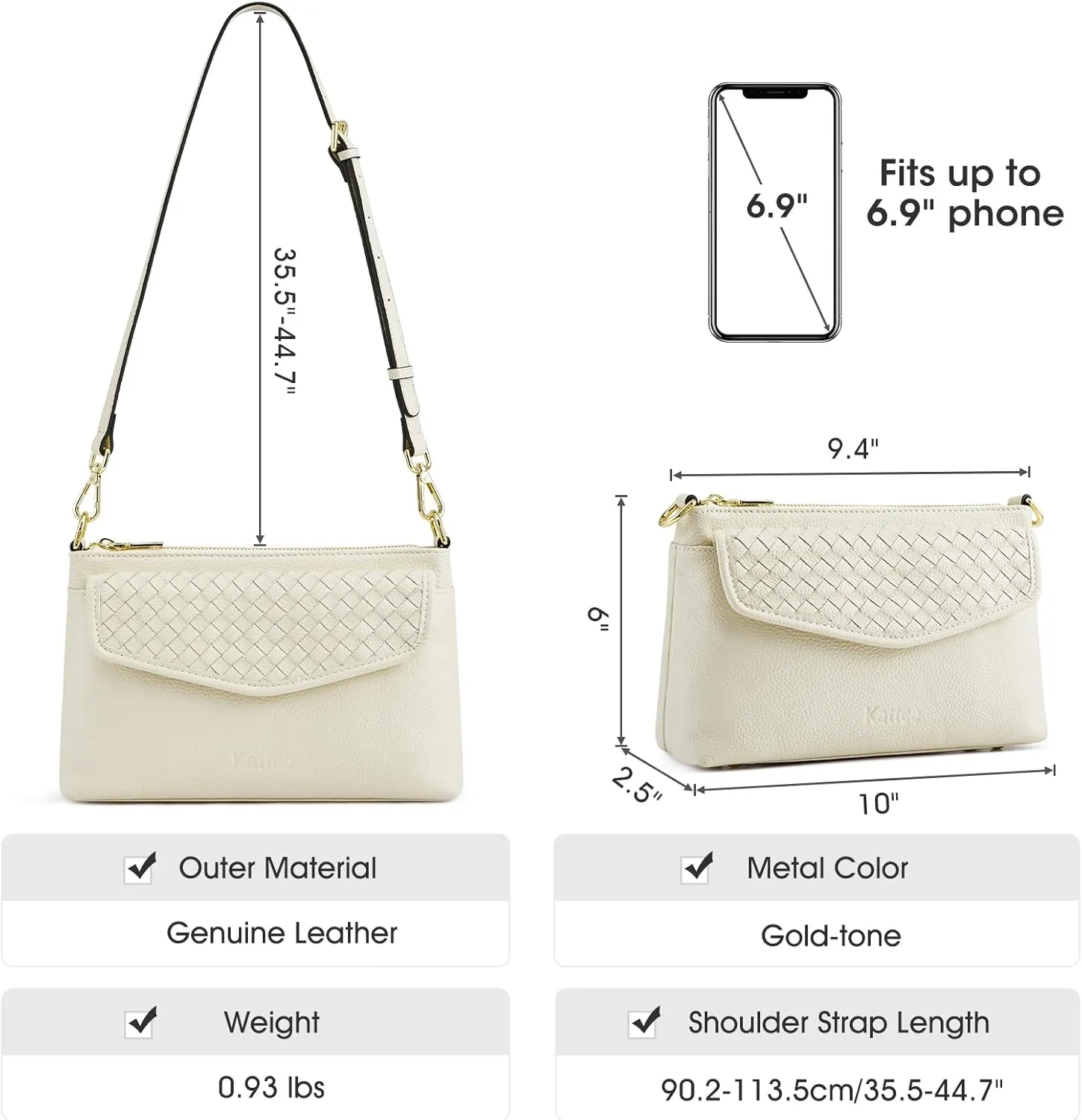 Kattee Small Leather Purses and Handbags for Women, Soft Crossbody Bags for Women, Shoulder Cross Body Bag