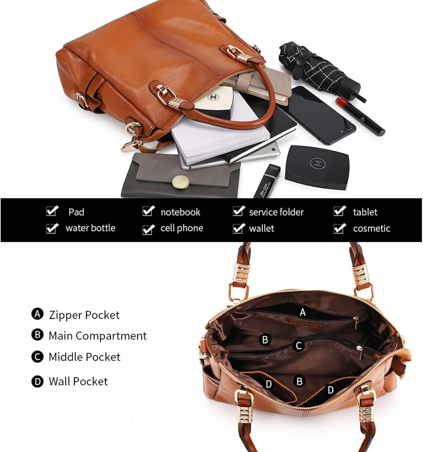 Kattee Soft Women Genuine Leather Purses and Handbags Satchel Tote Shoulder Bag