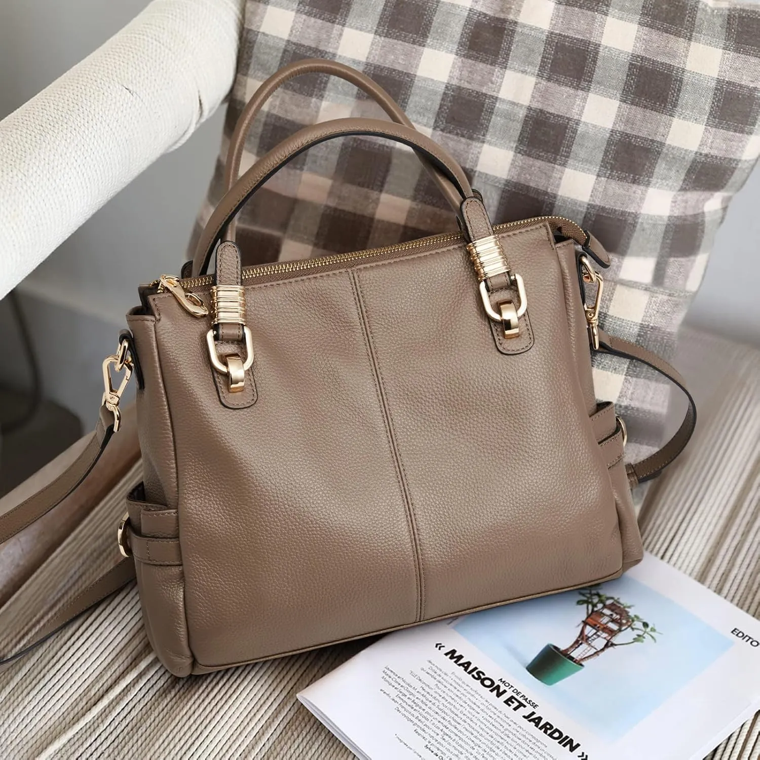 Kattee Soft Women Genuine Leather Purses and Handbags Satchel Tote Shoulder Bag