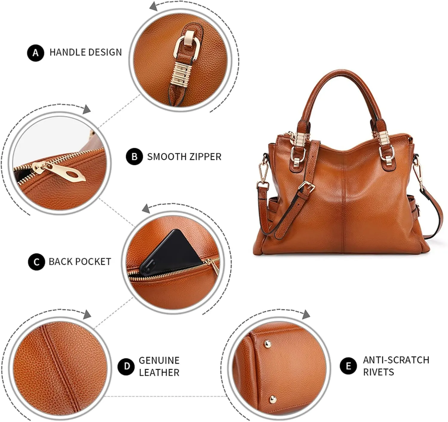 Kattee Soft Women Genuine Leather Purses and Handbags Satchel Tote Shoulder Bag