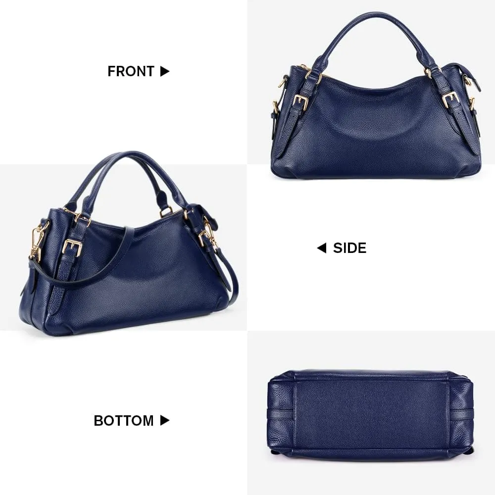 Kattee Women's Soft Genuine Leather Satchel Purses Top Handle Crossbody Bags Ladies Designer Medium Size Hobo Handbags