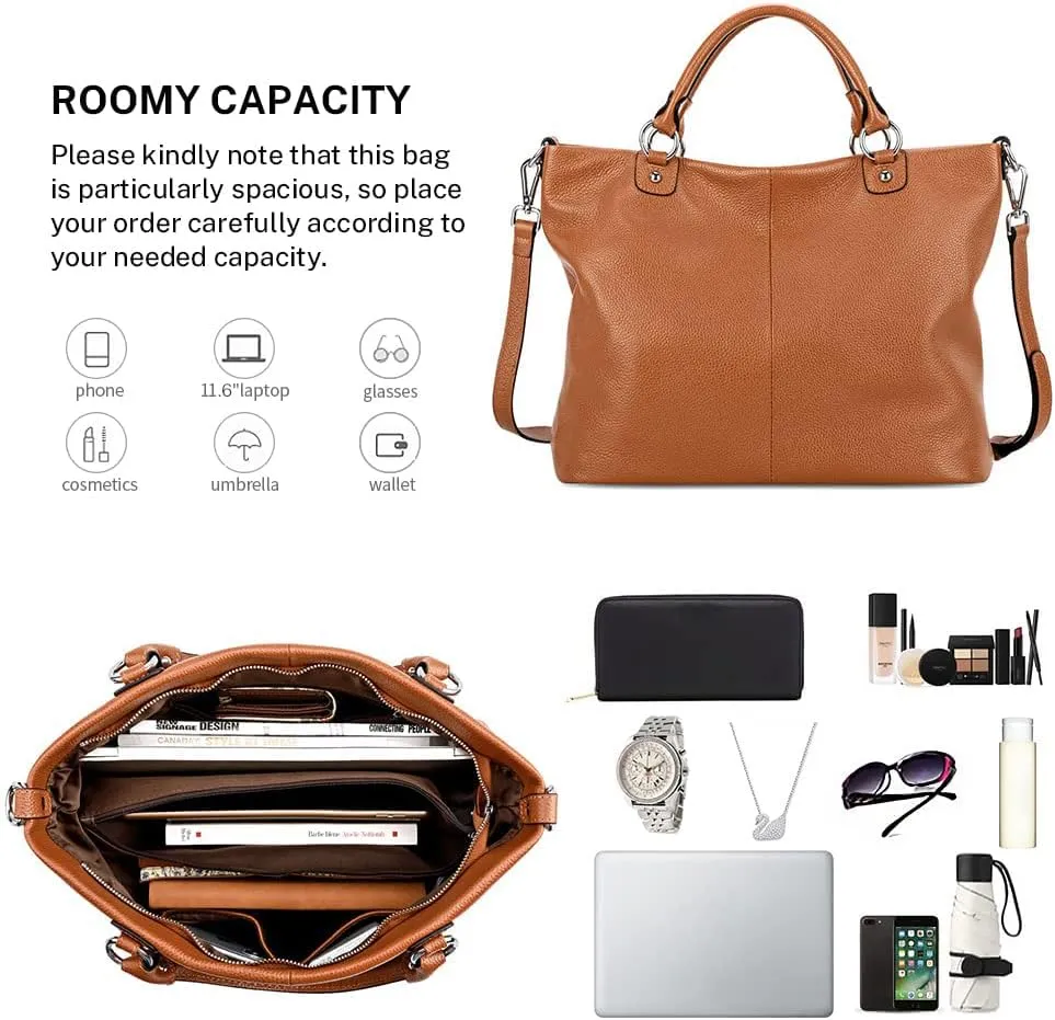 Kattee Women's Soft Leather Tote Bag, Top Satchel Purses and Handbags