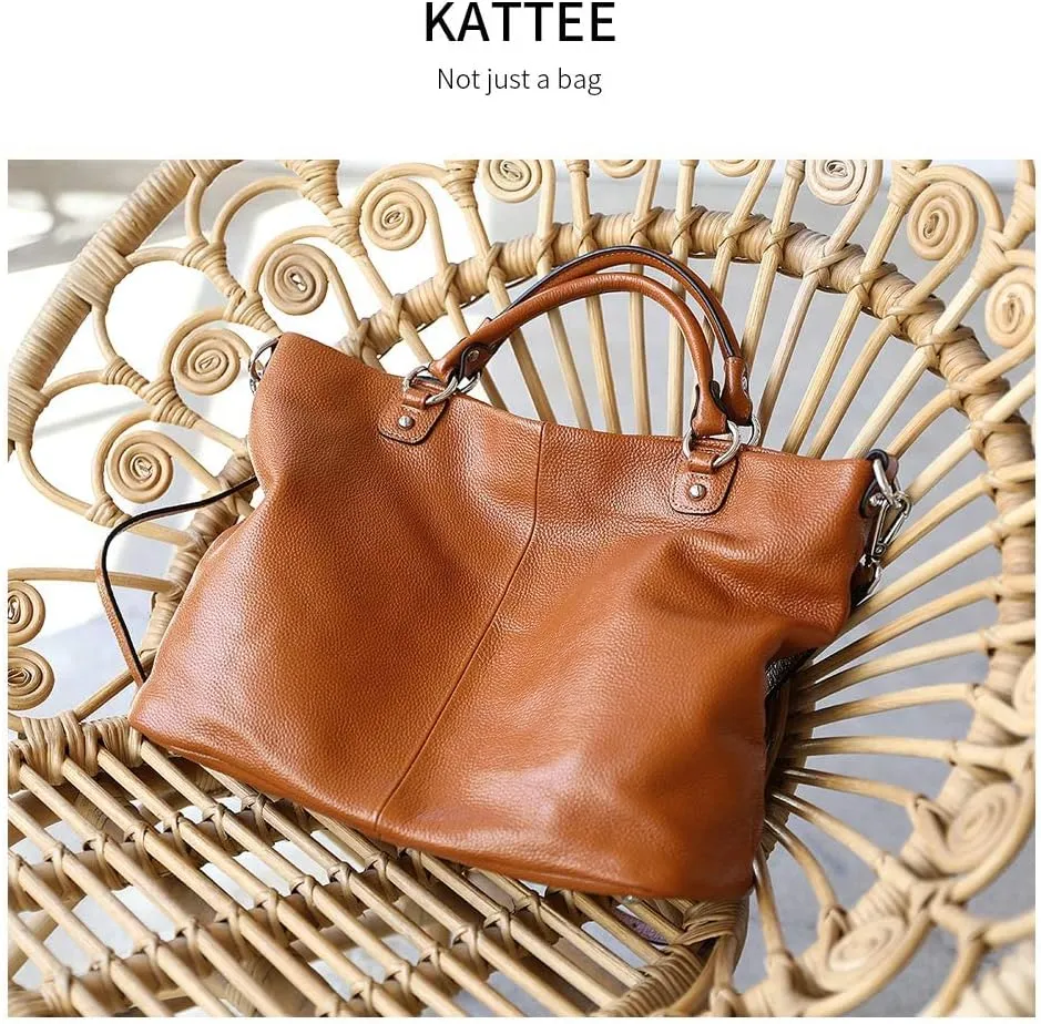 Kattee Women's Soft Leather Tote Bag, Top Satchel Purses and Handbags