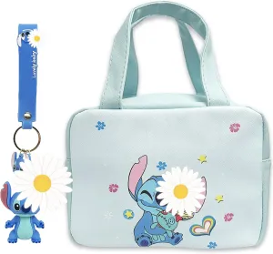 Kawaii Blue Insulated Lunch Bag for Women, Reusable Large Capacity Lunch Box, Leakproof Lunch Tote Bag with Front Pocket, Lunchbox Container Thermal Cooler Bag Food Handbags for Work Office Picnic