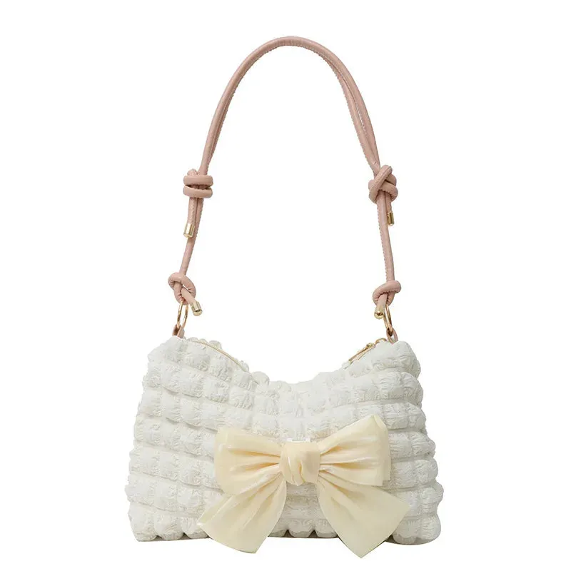 Kawaii Bowknot Tote 👜✨ | Adorable Women's Shoulder Bag 💖 | Retro Chic Crossbody Purse for Fashionistas 🌟