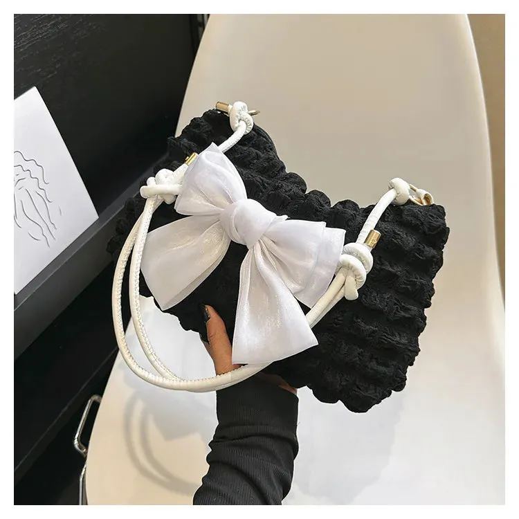 Kawaii Bowknot Tote 👜✨ | Adorable Women's Shoulder Bag 💖 | Retro Chic Crossbody Purse for Fashionistas 🌟