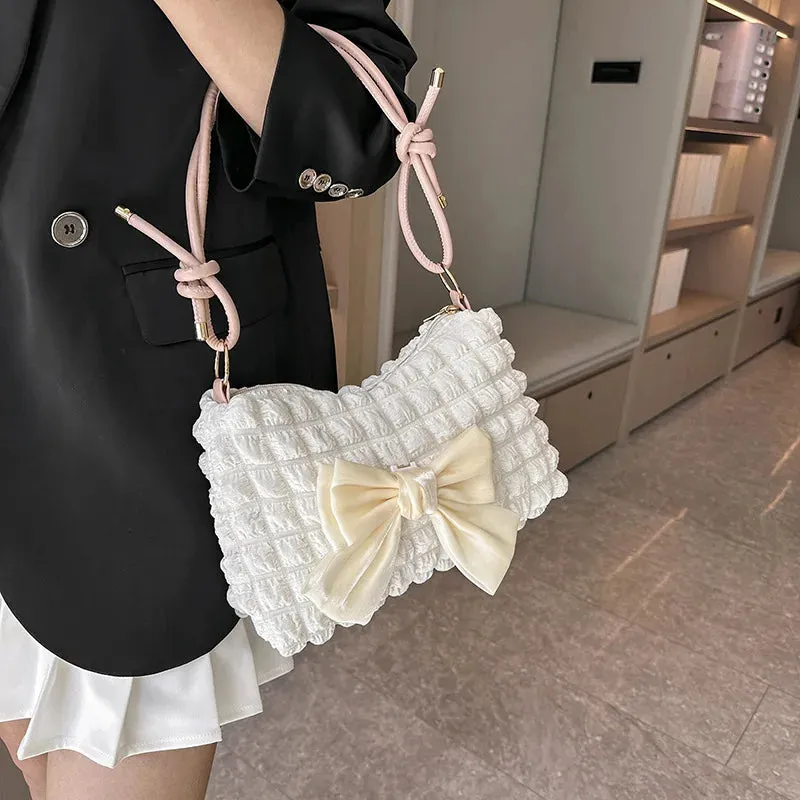 Kawaii Bowknot Tote 👜✨ | Adorable Women's Shoulder Bag 💖 | Retro Chic Crossbody Purse for Fashionistas 🌟