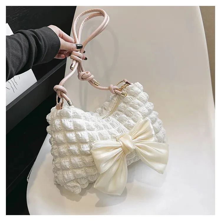Kawaii Bowknot Tote 👜✨ | Adorable Women's Shoulder Bag 💖 | Retro Chic Crossbody Purse for Fashionistas 🌟