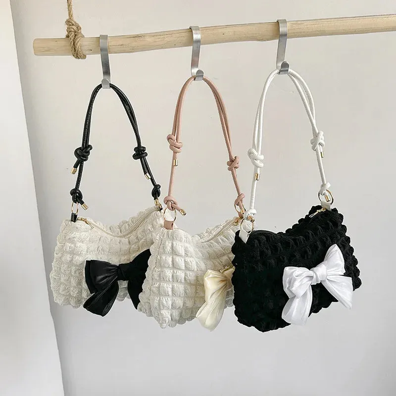 Kawaii Bowknot Tote 👜✨ | Adorable Women's Shoulder Bag 💖 | Retro Chic Crossbody Purse for Fashionistas 🌟