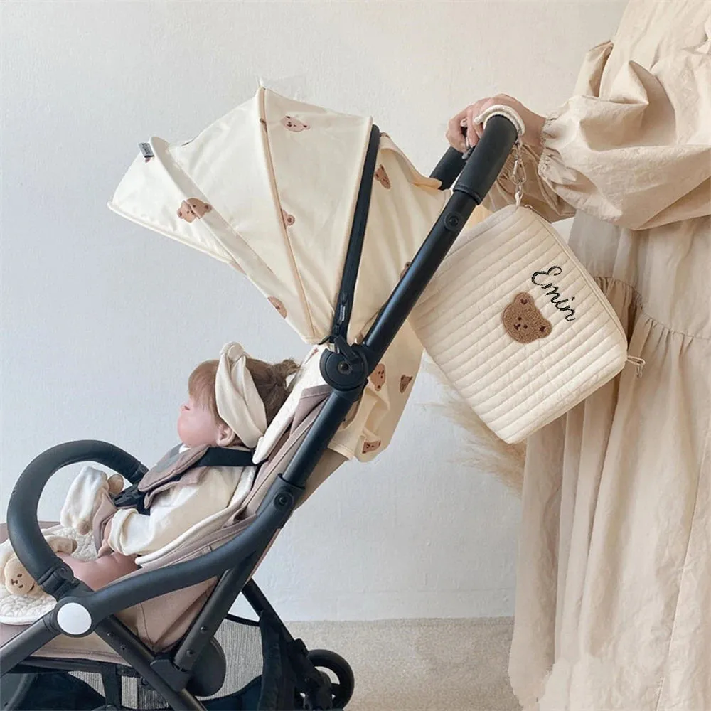 Kawaii Custom Baby Bear Stroller Bag 🐻✨ Personalized Name Hanging Organizer for Cute Outdoor Adventures! 🍼💖