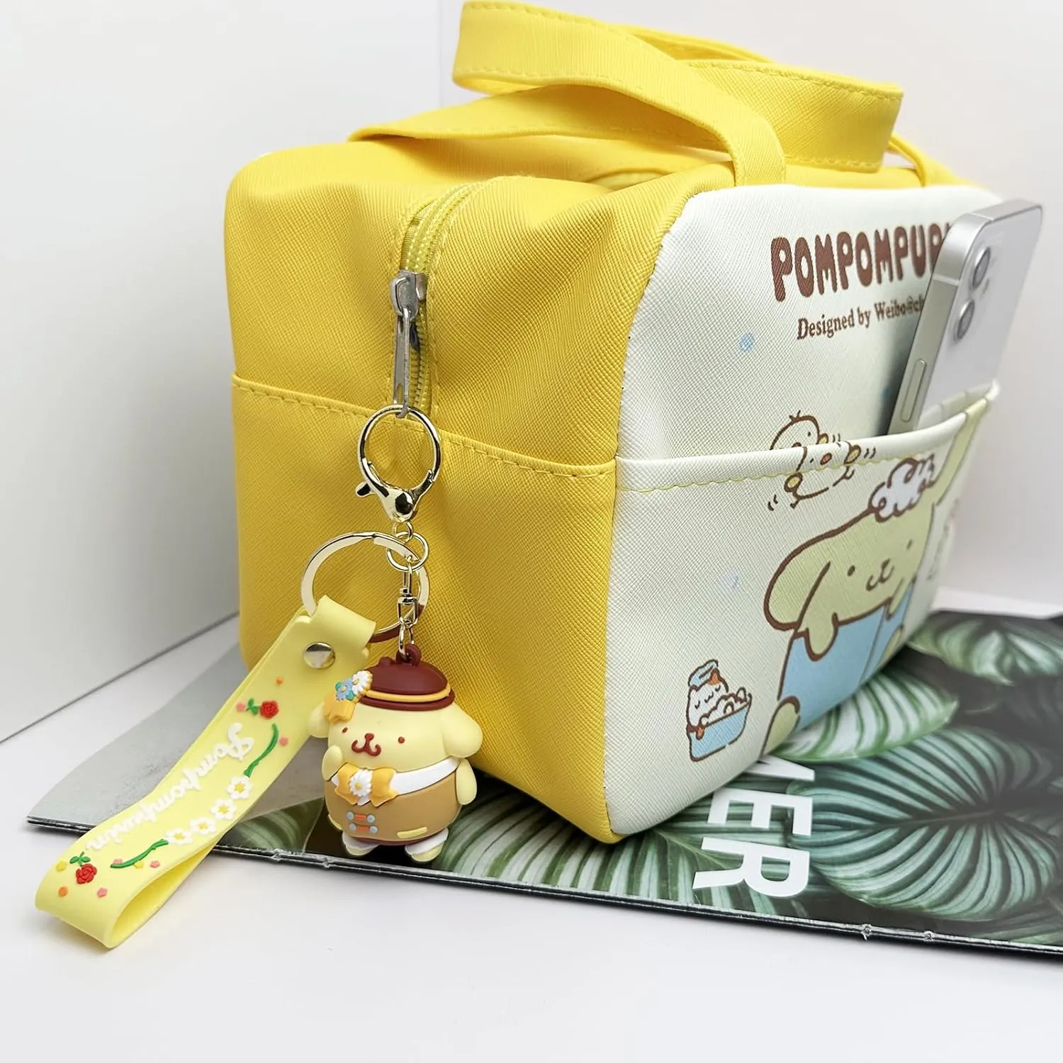 Kawaii Insulated Lunch Bag for Women, Reusable Large Capacity Lunch Box, Leakproof Lunch Tote Bag with Front Pocket, Lunchbox Container Thermal Cooler Bag Food Handbags for Work Office Travel Picnic