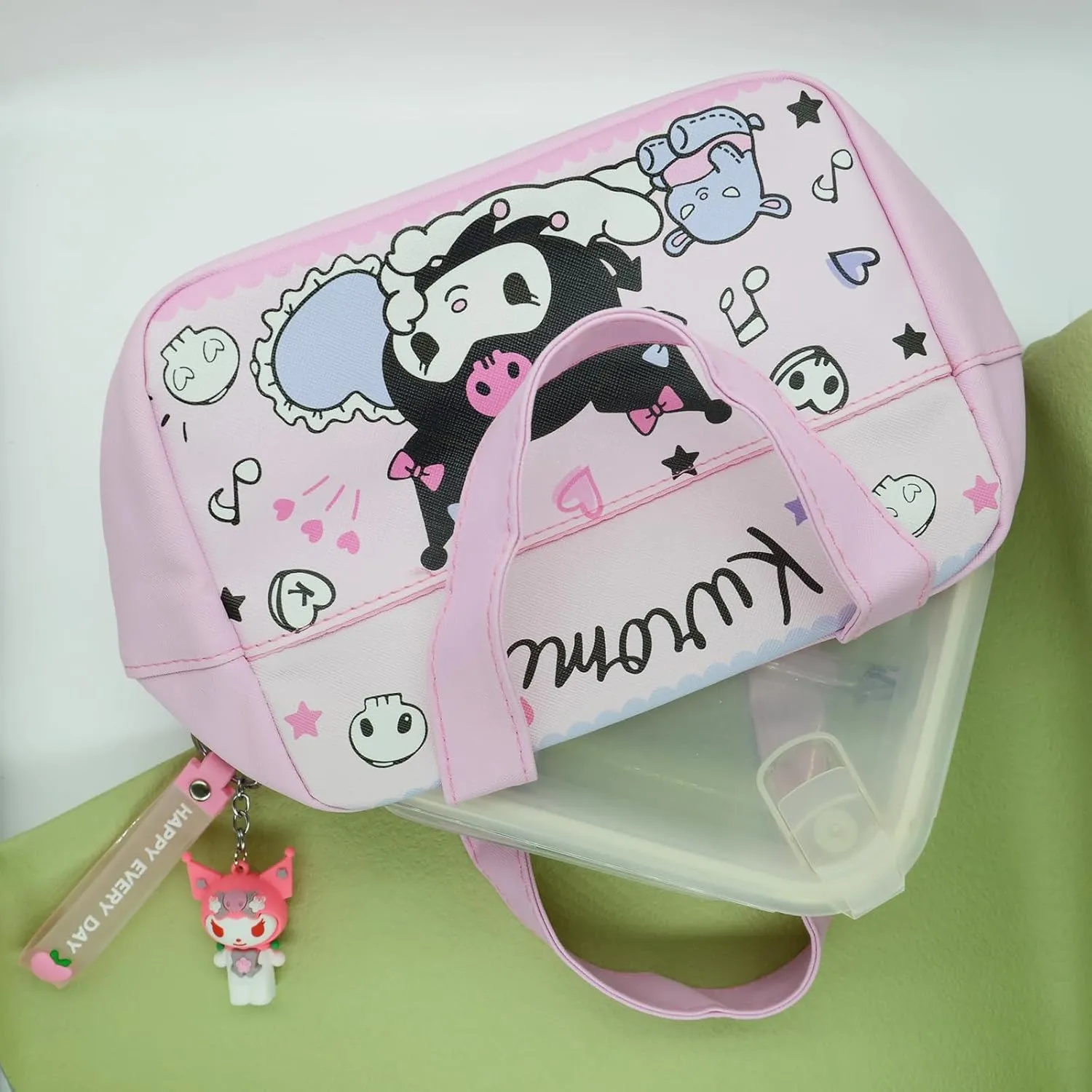 Kawaii Kitty Insulated Lunch Bag for Women, Reusable Large Capacity Lunch Box, Leakproof Lunch Tote Bag with Front Pocket, Lunchbox Container Thermal Cooler Bag Food Handbags for Work Office Picnic