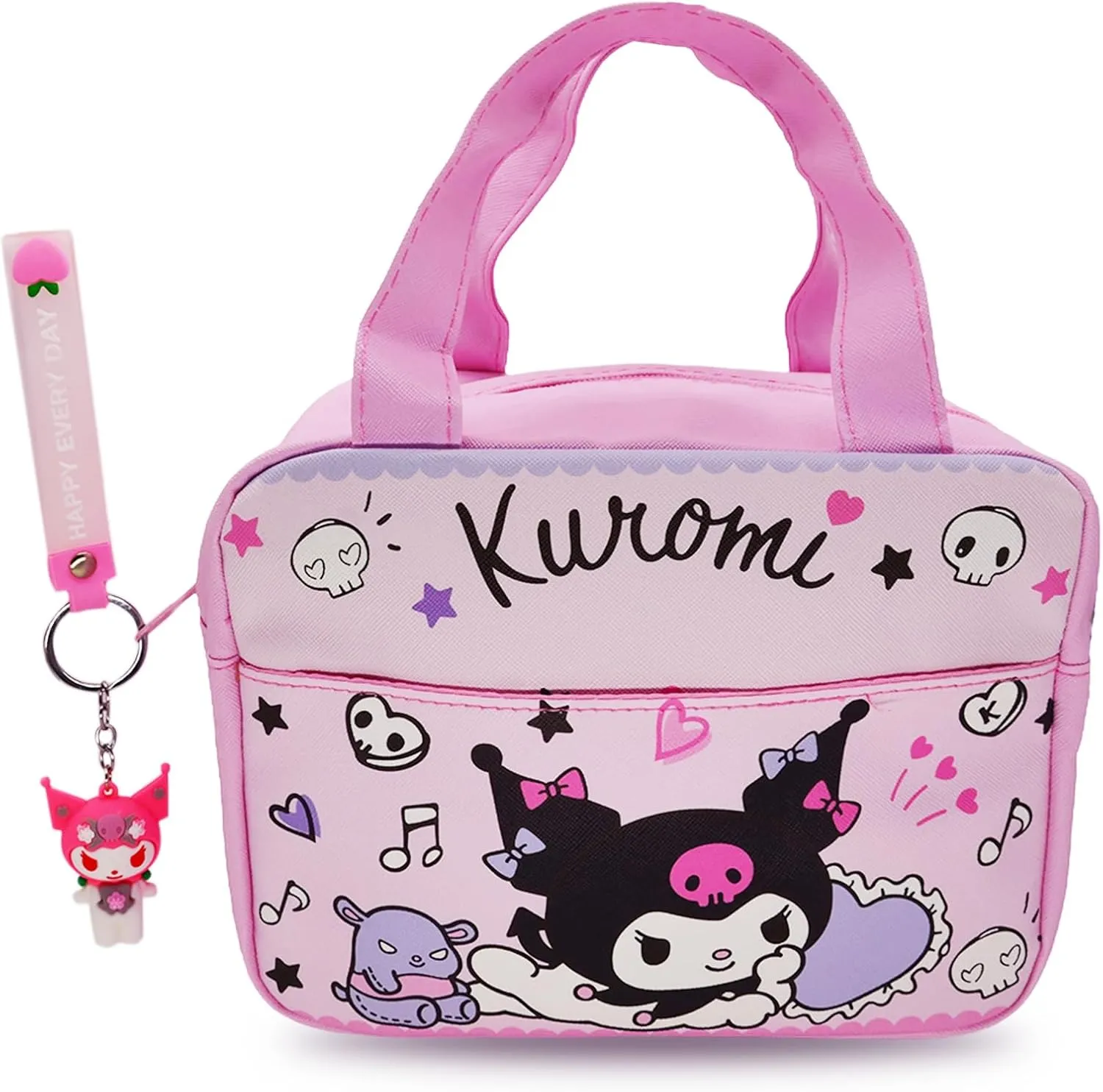 Kawaii Kitty Insulated Lunch Bag for Women, Reusable Large Capacity Lunch Box, Leakproof Lunch Tote Bag with Front Pocket, Lunchbox Container Thermal Cooler Bag Food Handbags for Work Office Picnic