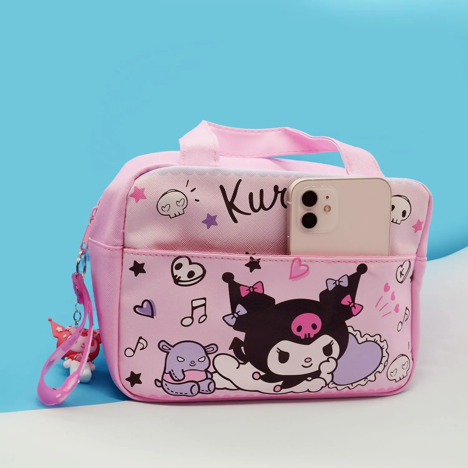 Kawaii Kitty Insulated Lunch Bag for Women, Reusable Large Capacity Lunch Box, Leakproof Lunch Tote Bag with Front Pocket, Lunchbox Container Thermal Cooler Bag Food Handbags for Work Office Picnic