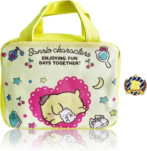 Kawaii Pudding Dog Insulated Lunch Bag with Pin for Women, Reusable Large Capacity Lunch Box, Leakproof Lunch Tote Bag with Front Pocket, Lunchbox Container Thermal Cooler Bag Food Handbags for Work