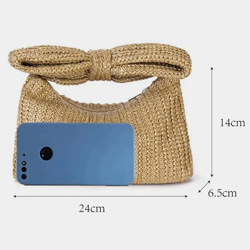 Kawaii Summer Bow Clutch Bag 🌸✨ | Adorable Straw Purse for Beach & Parties 💖 | 2024 Luxury Design 👜