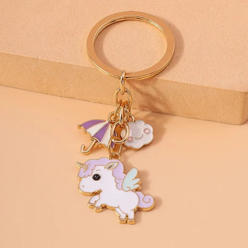 Kawaii Unicorn Horse Enamel Keychain 🦄✨ | Cute Metal Key Ring Pendant for Women & Girls | Perfect DIY Gift for Handbags & Car Keys 🎁💕