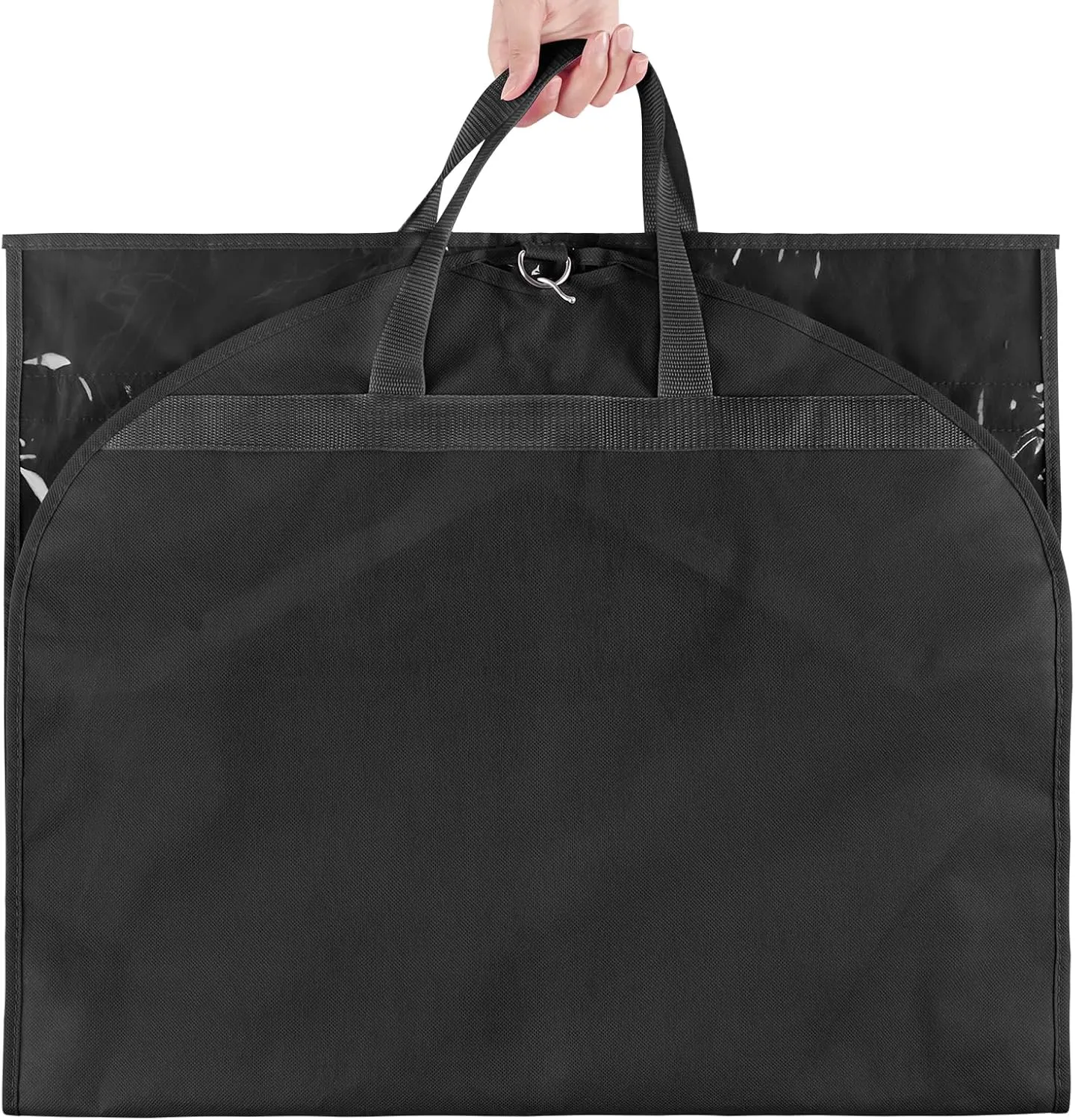 KEEGH Clear Garment Bags for Dance Costumes 40 inch Dance Garment Bags for Dancers Hanging Clothes for Closet Storage, with 4 Zipper Pockets for Dance Competitions, Ballet, Theatre, 6 Pack, Black