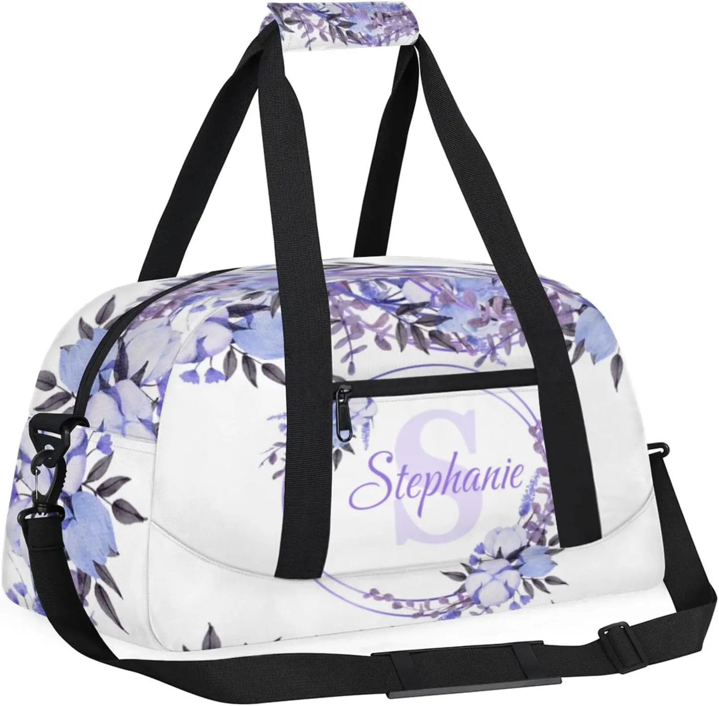 Kids Duffle Bag Personalized Gym Bag Overnight Bags, Ideal for Travel and Sports, Suitable for Men Women for Gym, Dance, Yoga, Durable Waterproof Sport Overnight Handbags Purple Floral