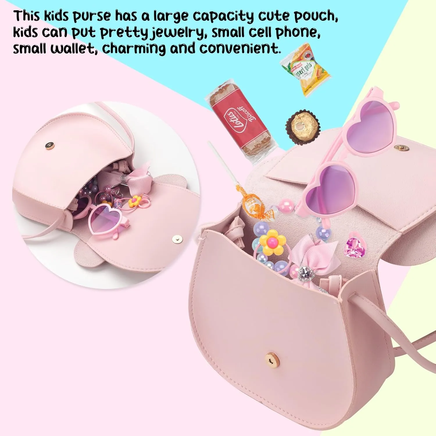Kids Purse Toddler Gifts for Girls, Cute Little Girls Purse Mouse Ear Crossbody Bag, Princess Handbags for Age 3-14