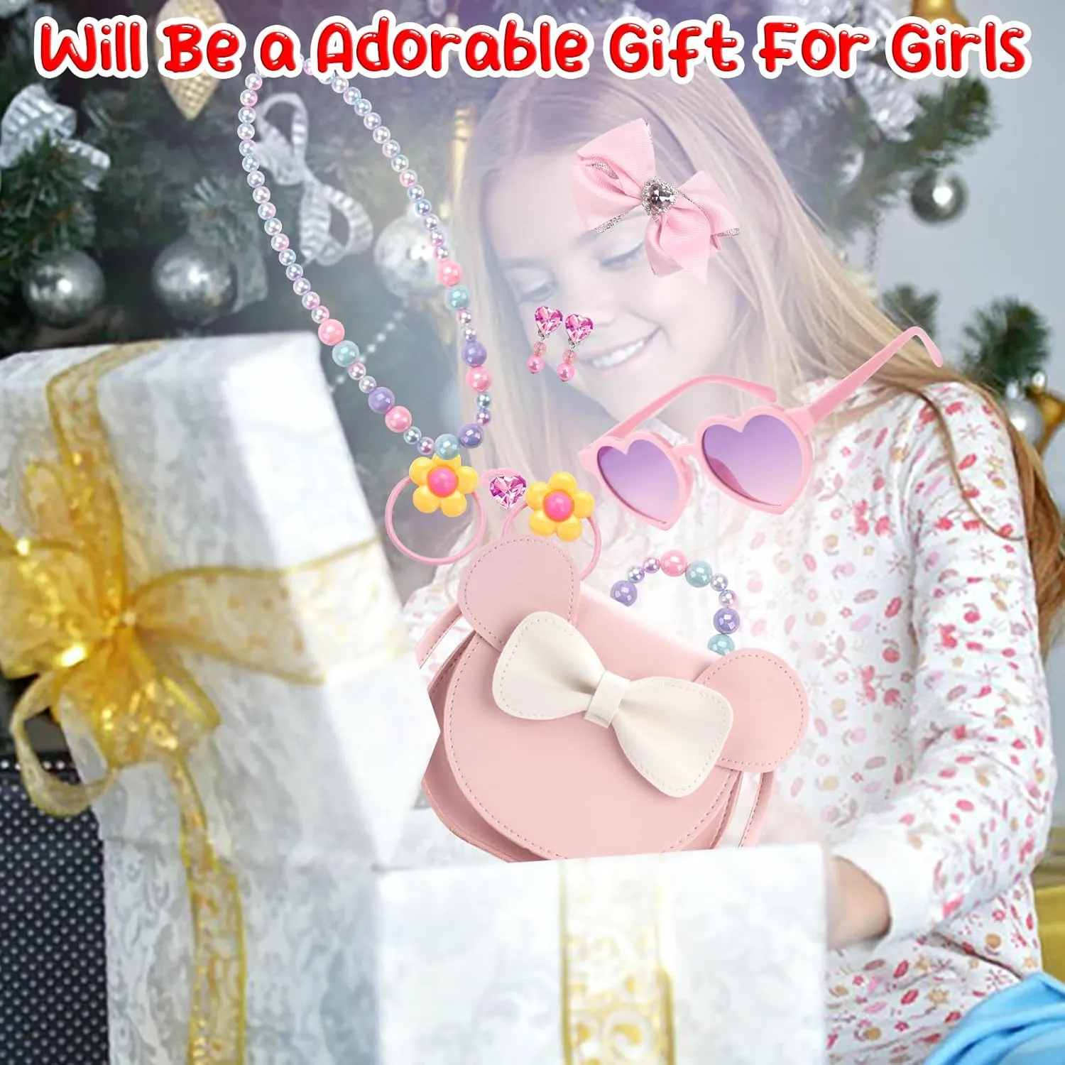 Kids Purse Toddler Gifts for Girls, Cute Little Girls Purse Mouse Ear Crossbody Bag, Princess Handbags for Age 3-14
