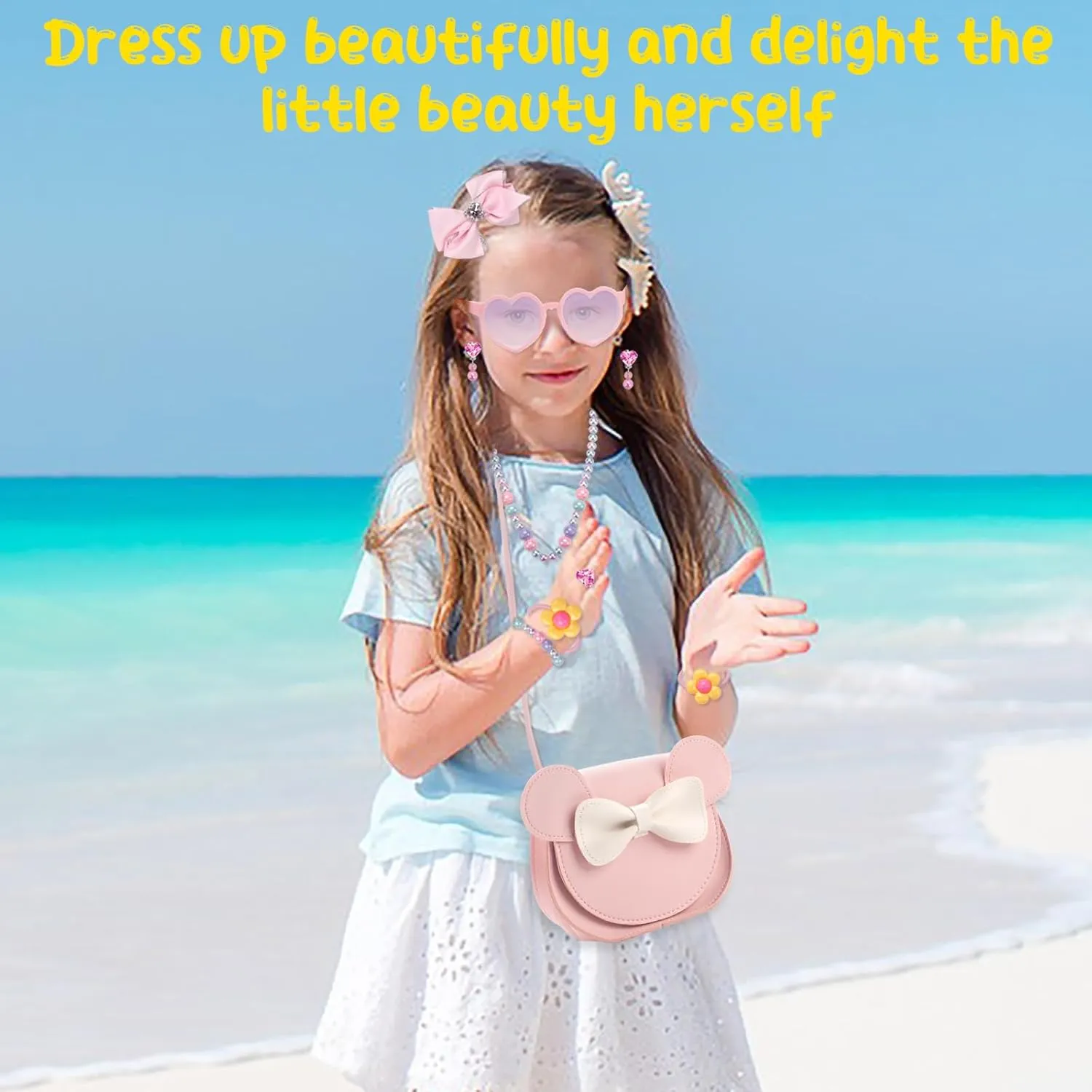 Kids Purse Toddler Gifts for Girls, Cute Little Girls Purse Mouse Ear Crossbody Bag, Princess Handbags for Age 3-14