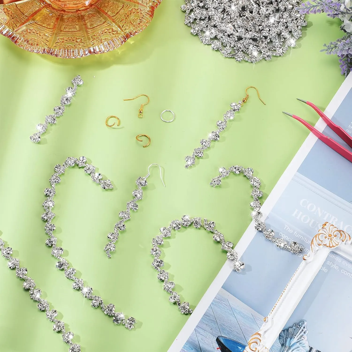Kigeli Bling Rhinestone Trim Crystal Chain Applique Rhinestone Applique Sewing Embellishments for DIY Dress Clothing Wedding Crafts Bridal Jewelry, 0.39 Inch Wide(3 Yards,White)
