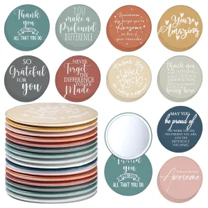 Kigley 50 Pcs Inspirational Compact Mirrors Bulk Mental Health Gifts Employee Appreciation Gifts Round Pocket Mirror for Women Portable Makeup Mini Mirror for Coworker Teacher Nurse Student