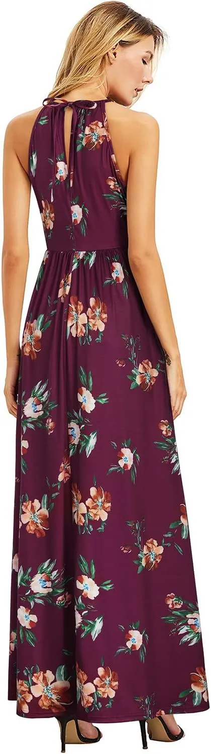 KILIG Women's Summer Maxi Dress 2025 Casual Sleeveless Split Floral Sundress Beach Vacation Flowy Long Dresses