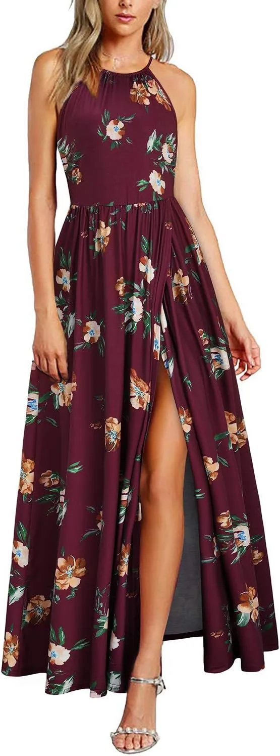 KILIG Women's Summer Maxi Dress 2025 Casual Sleeveless Split Floral Sundress Beach Vacation Flowy Long Dresses