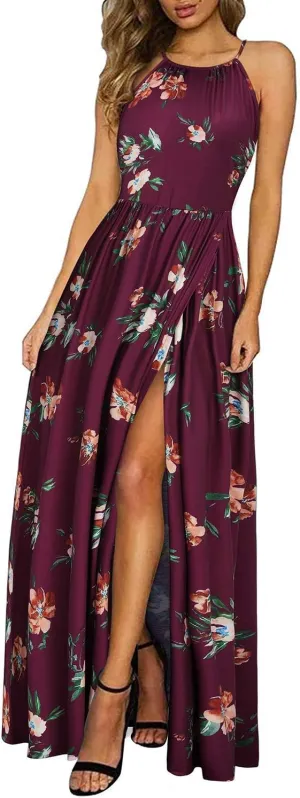 KILIG Women's Summer Maxi Dress 2025 Casual Sleeveless Split Floral Sundress Beach Vacation Flowy Long Dresses