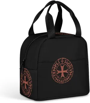 Knights Templar Seal Symbol Insulated Meal Tote Bag Portable Lunch Box Container Food Handbags for Men Women