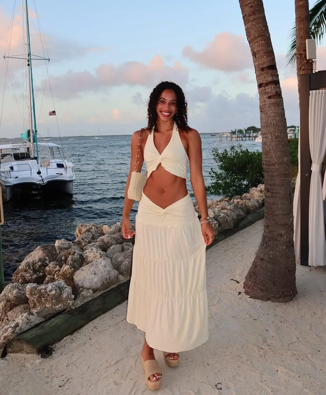 ksotutm Women 2 Piece Outfits Sleeveless Strap Top Maxi Skirt Solid Color Going Out Vacation 2 Piece Sets for Women