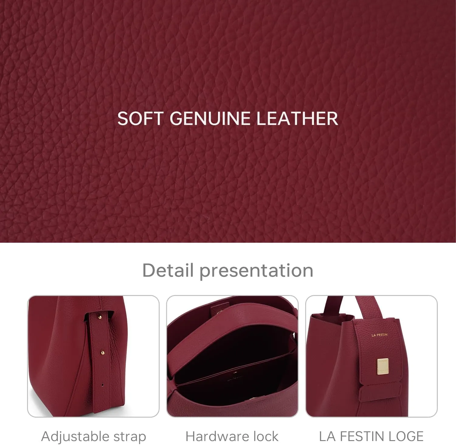 LA FESTIN Small Purse Genuine Leather Bags for Women: Shoulder Handbags Crossbody Bag